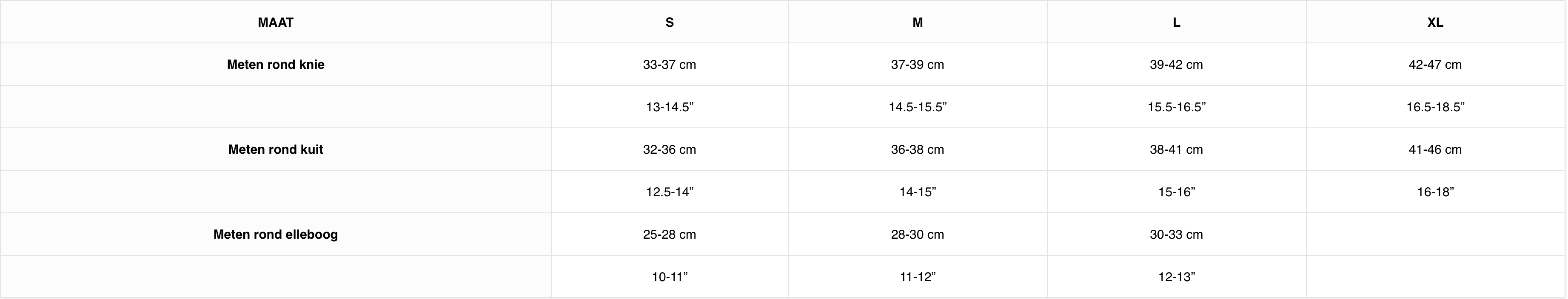 mcdavid sleeves maattabel