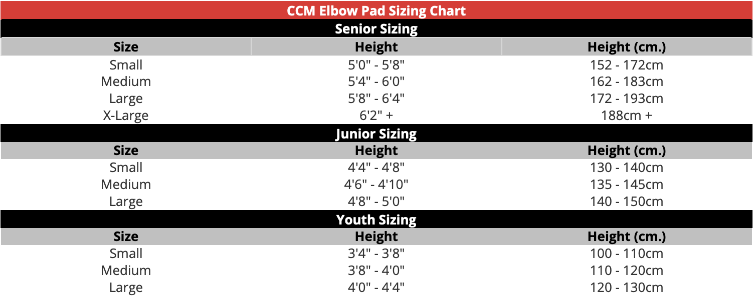 ccm elbowpads sizechart